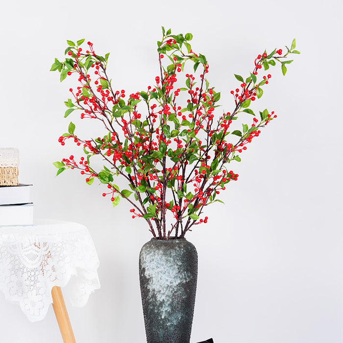 Bulk Extra Long 35 inches Tall Holy Berries Branches With Leaves Christmas Flowers Wholesale