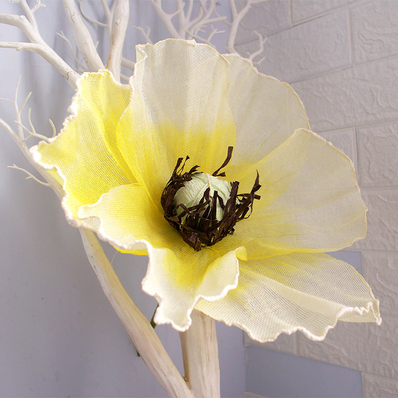 Accesorio para centro comercial con cabeza de flor de seda de amapola de tamaño extra