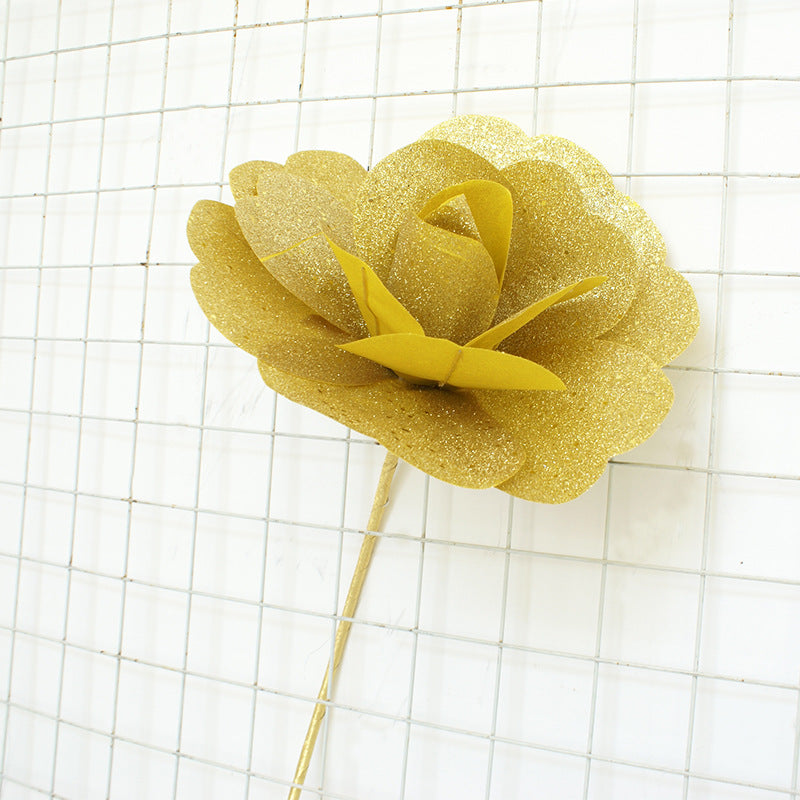 Accesorio para centro comercial de fotos con cabeza de flor de purpurina rosa de tamaño extra