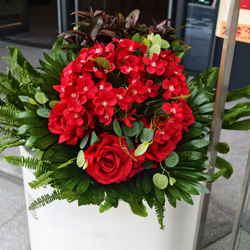 Bulk 21" Extra Large Red Flower Bush – 48 Stems for Outdoor Cemetery Decor Wholesale