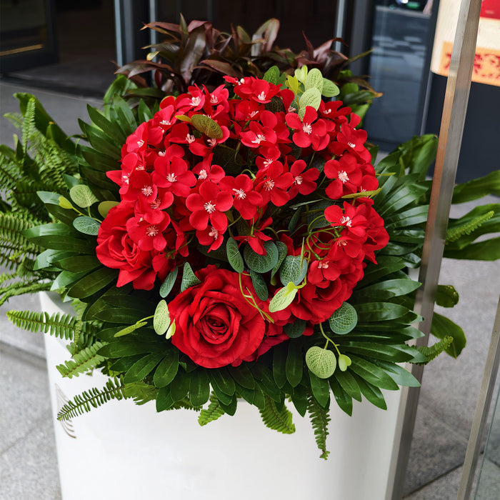 Bulk 21" Extra Large Red Flower Bush – 48 Stems for Outdoor Cemetery Decor Wholesale