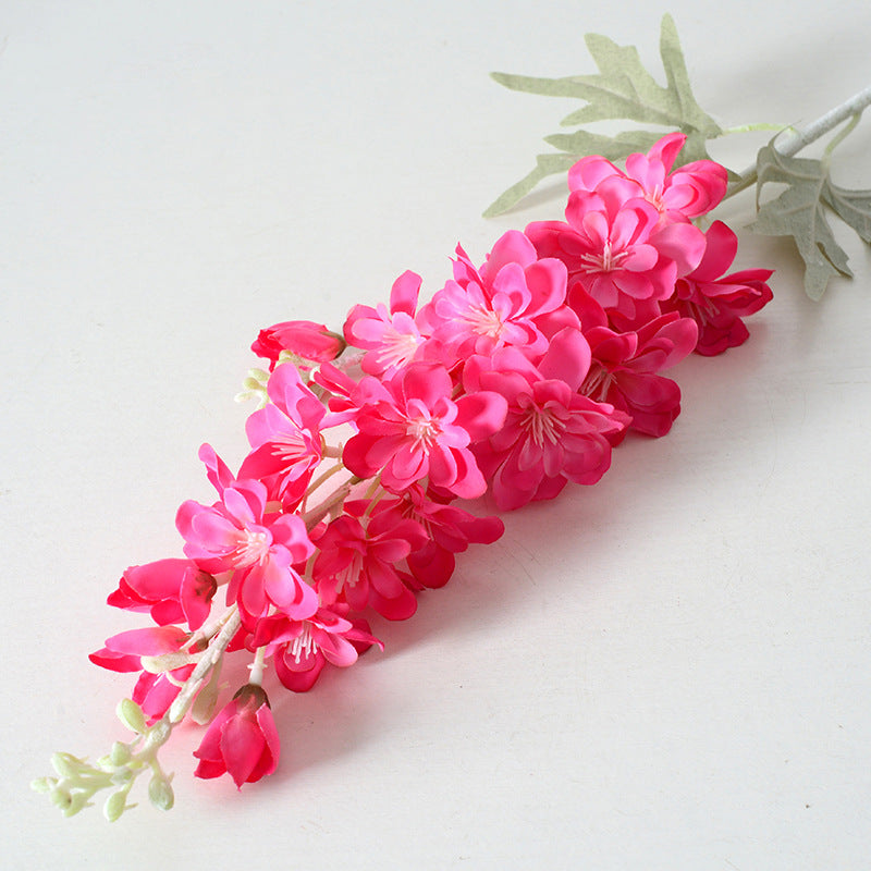 Flor de nacimiento de julio a granel, 3 piezas, tallos de Delphinium, flor de seda artificial 