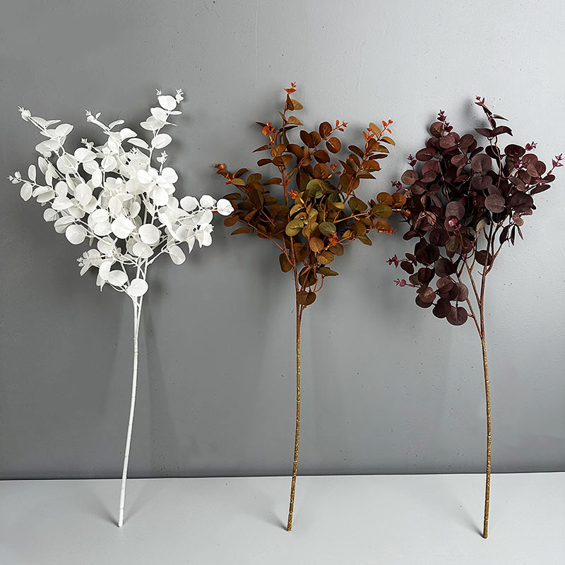 Bulk 27.5" Artificial Plants Silk Eucalyptus Leaves Branches Floral Arrangement Wholesale