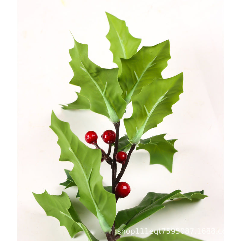 Bulk Fake Holly Leaves and Red Berries Winter Branch Wholesale