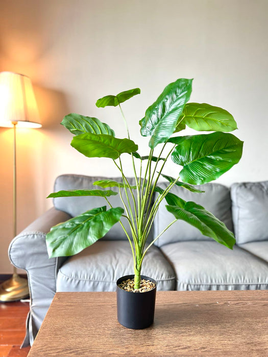 Bulk Exclusive 28"  Fake Plants Large Artificial Elephant Leaf Faux Plants Tree with Black Pot for Indoors and Outdoors Wholesale