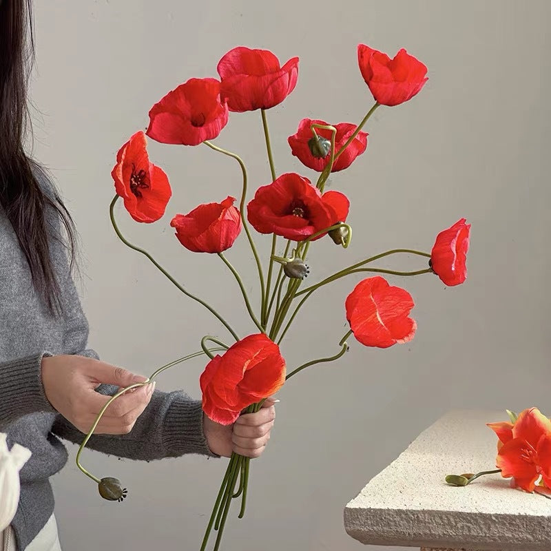 Bulk 2025 Newly Upgraded 23" Silk Poppy Stems for Autumn Decor Wholesale