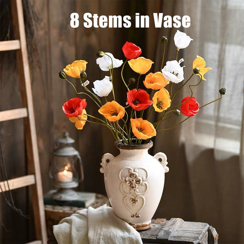 Bulk 2025 Newly Upgraded 23" Silk Poppy Stems for Autumn Decor Wholesale