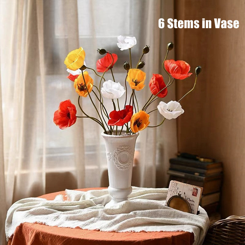 Bulk 2025 Newly Upgraded 23" Silk Poppy Stems for Autumn Decor Wholesale