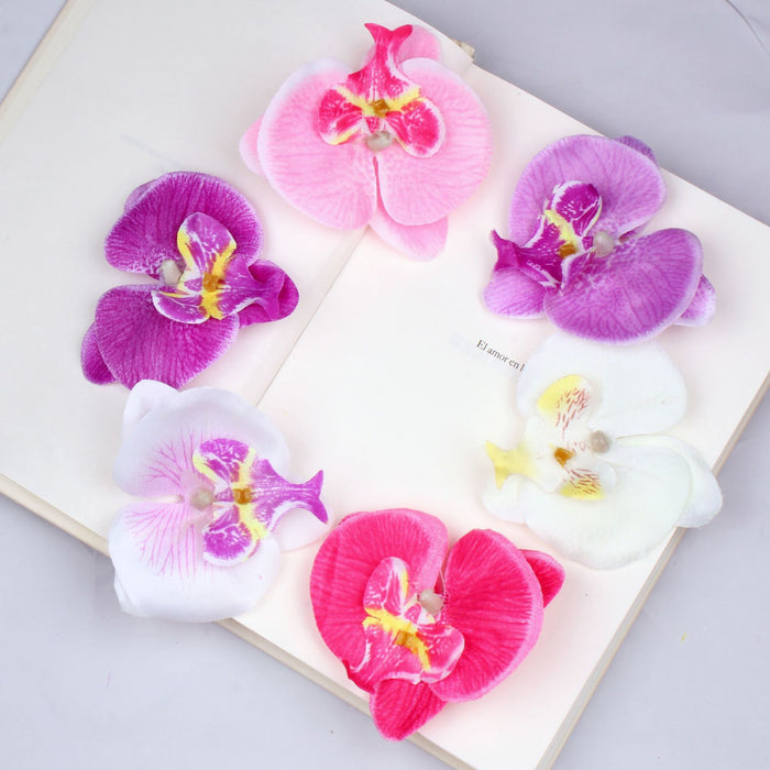 Cabezas de flores artificiales a granel 20 piezas cabezas de orquídeas mariposa Phalaenopsis para manualidades de pasteles al por mayor