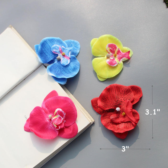 Bulk 20Pcs Artificial Flower Heads Phalaenopsis Butterfly Orchid Heads for Cake Crafts Wholesale