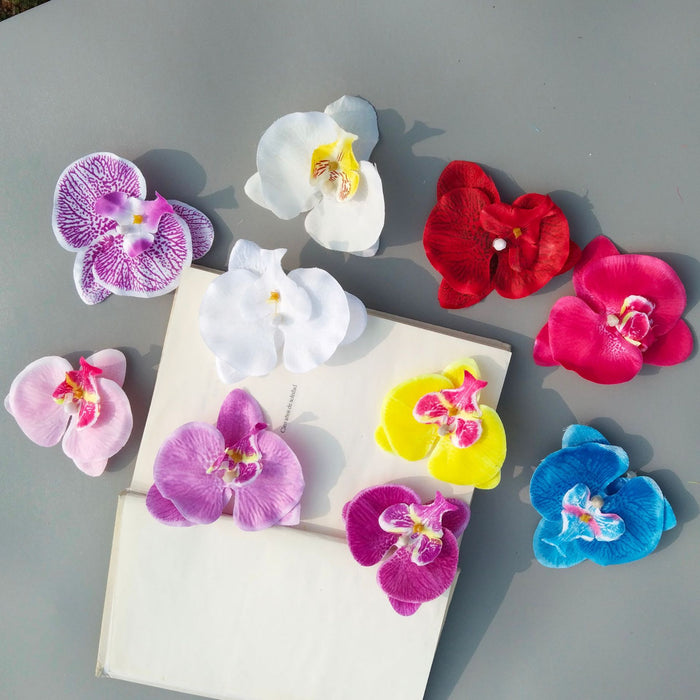 Bulk 20Pcs Artificial Flower Heads Phalaenopsis Butterfly Orchid Heads for Cake Crafts Wholesale