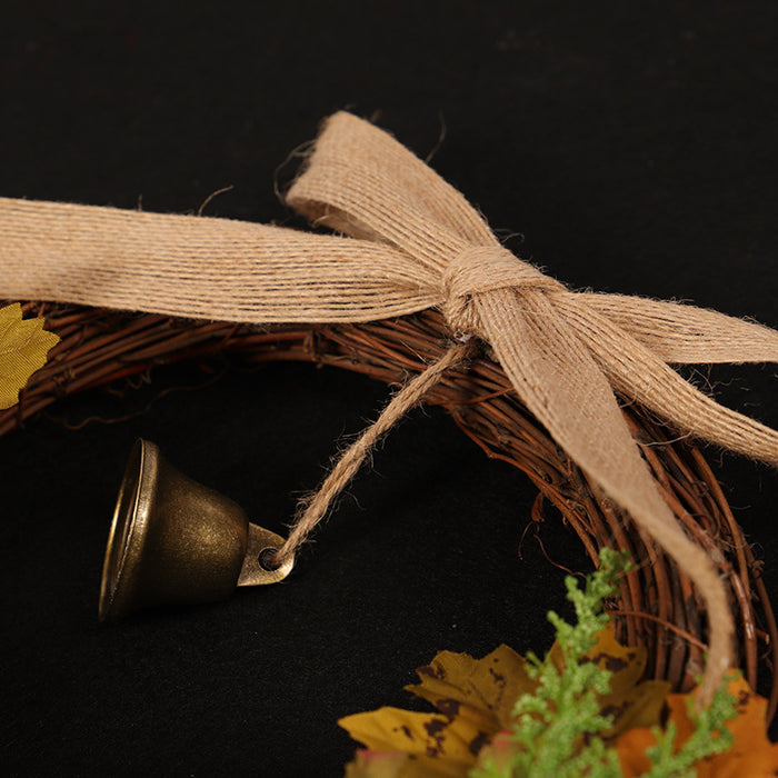 Corona floral de otoño a granel de 16 "con arce y campanas de calabaza al por mayor 