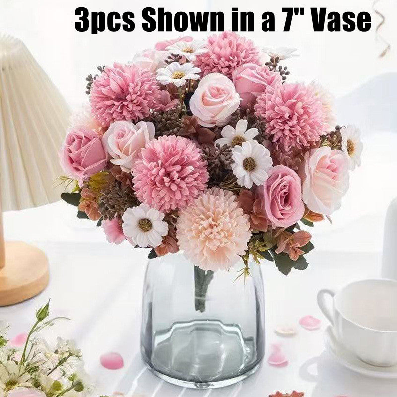 Bulk 12" Fall Flowers Artificial Mums Silk Chrysanthemum Rose Daisy Bouquet Fake Mums Faux Floral Arrangements Wholesale