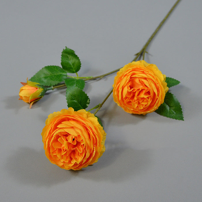 Faux Artificial Flower Dry Rose Stem Champagne or Orange 23 Tall
