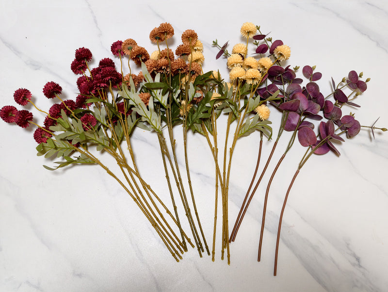 Bulk 17 Branches Fall Artificial Silk Mums for Table Centerpieces Wholesale