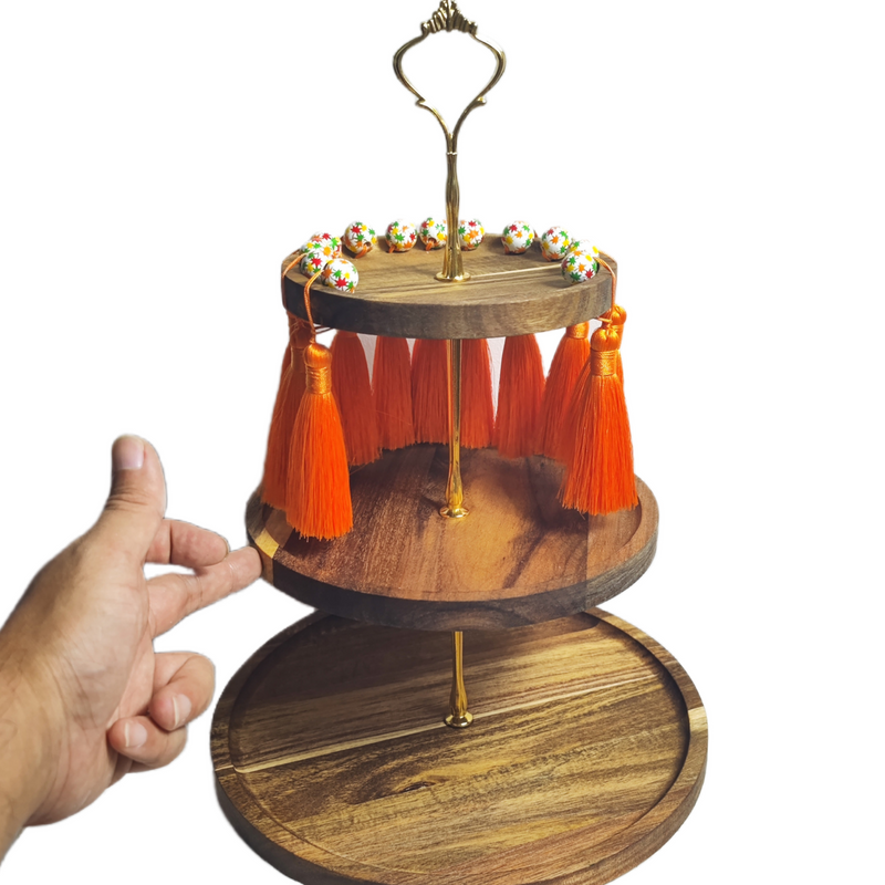 Plateau à étages en bois d'érable pour Thanksgiving - Décoration d'intérieur belle et fonctionnelle 