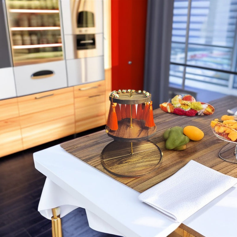 Plateau à étages en bois d'érable pour Thanksgiving - Décoration d'intérieur belle et fonctionnelle 