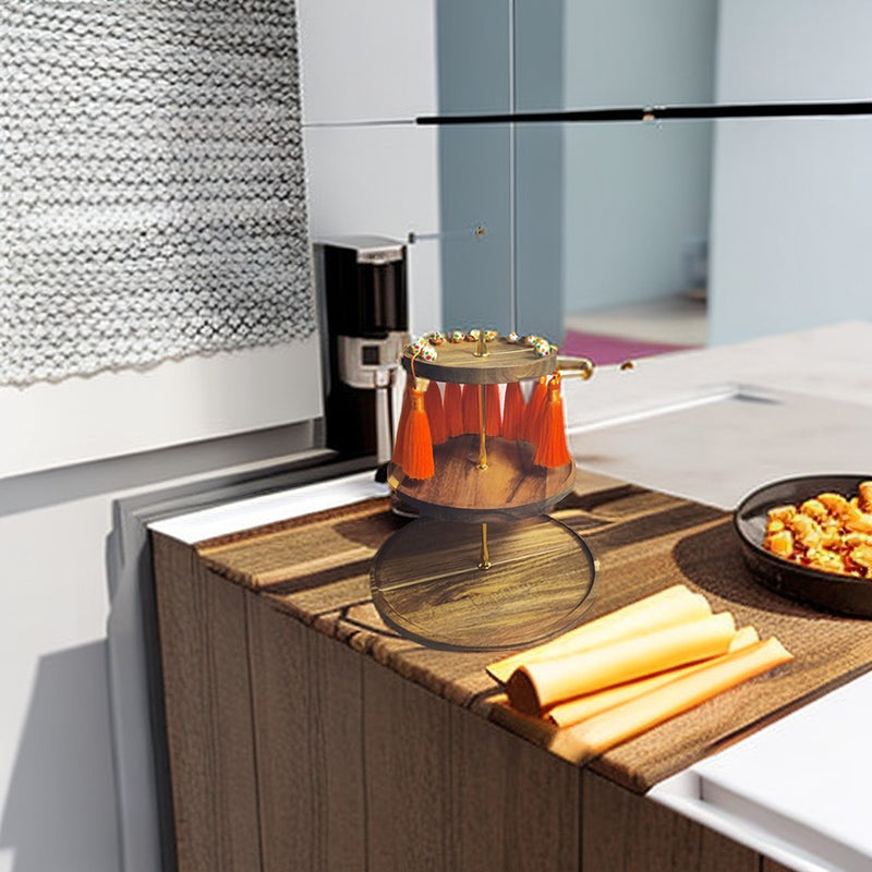 Plateau à étages en bois d'érable pour Thanksgiving - Décoration d'intérieur belle et fonctionnelle 