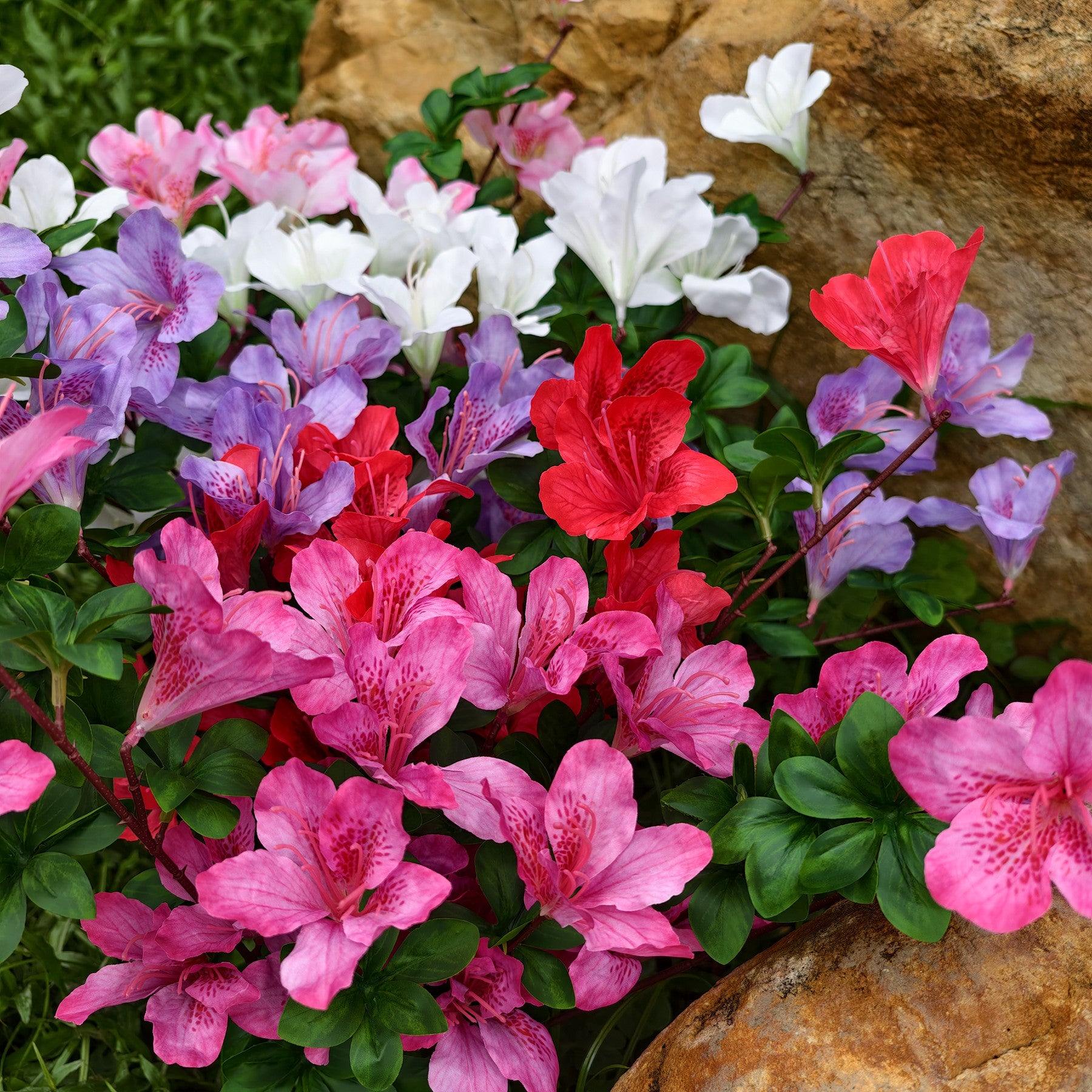 Bulk 2pcs Realistic Faux Azalea Hanging Flowers – UV Resistant