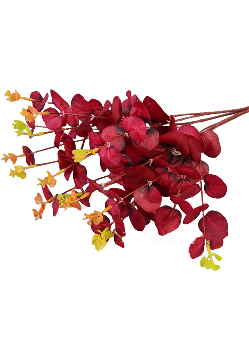 Buisson d'eucalyptus artificiel en vrac de 18 pouces, plantes noires, arrangements d'automne et d'hiver orange, vente en gros