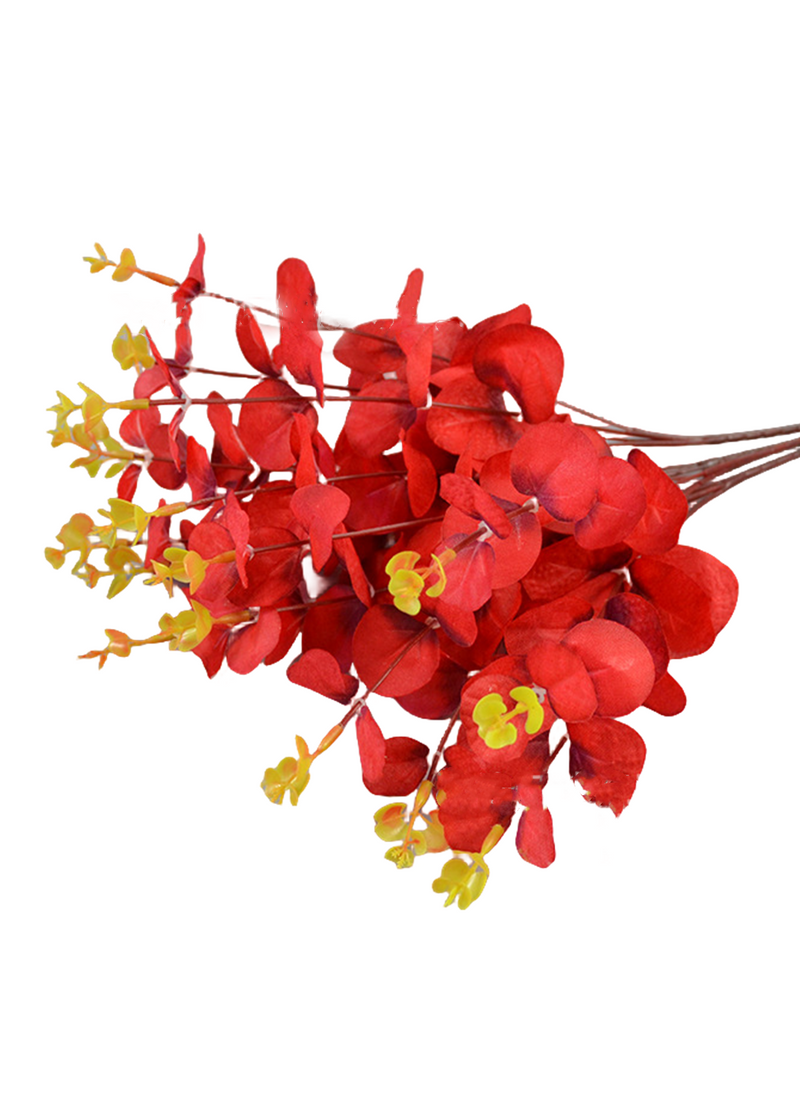 Buisson d'eucalyptus artificiel en vrac de 18 pouces, plantes noires, arrangements d'automne et d'hiver orange, vente en gros