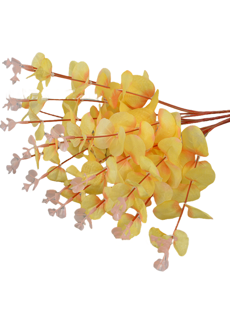 Buisson d'eucalyptus artificiel en vrac de 18 pouces, plantes noires, arrangements d'automne et d'hiver orange, vente en gros