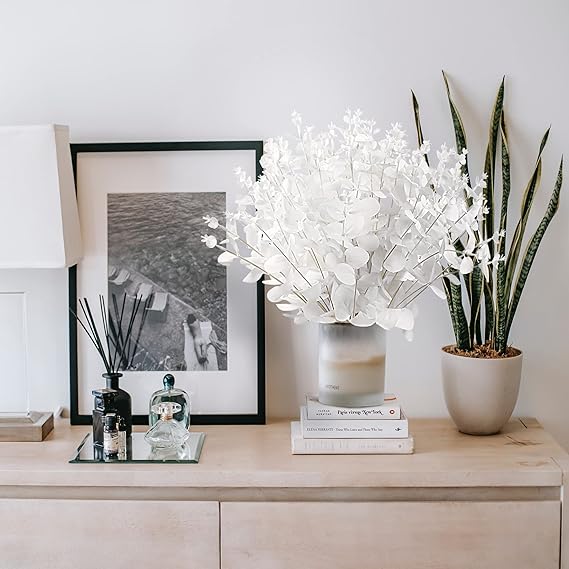 Buisson d'eucalyptus artificiel en vrac de 18 pouces, plantes noires, arrangements d'automne et d'hiver orange, vente en gros