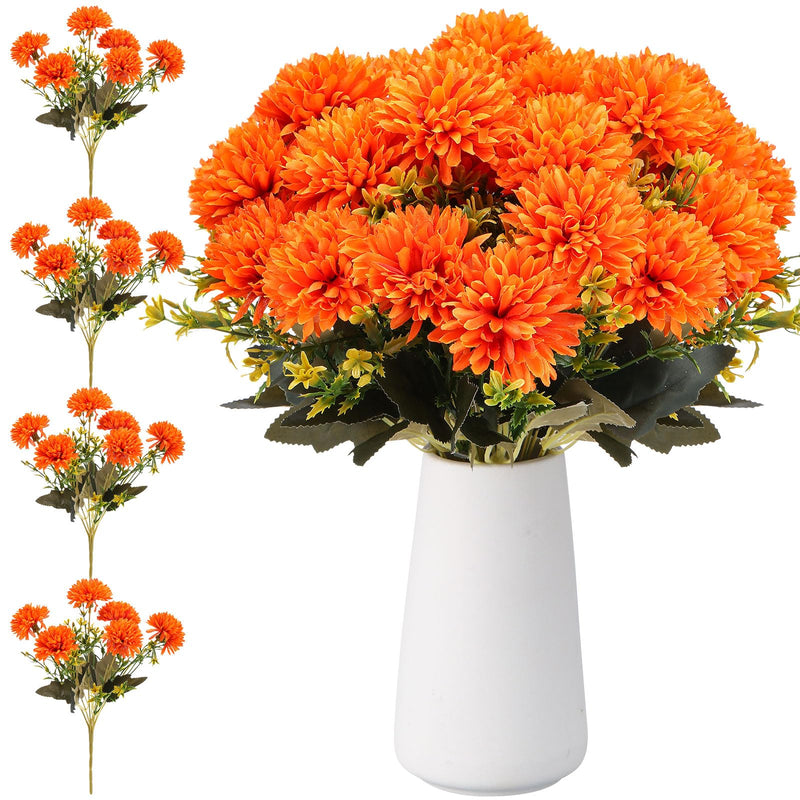 Lot de 4 fleurs artificielles de souci de 11,8 pouces de haut, fausses fleurs de chrysanthème pour l'automne, vente en gros