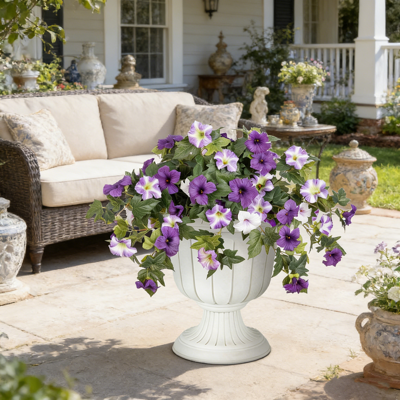 Bulk 2 Pcs UV Resistant Fake Petunias Artificial Flowers for Outdoor Garden & Porch Decor Wholesale