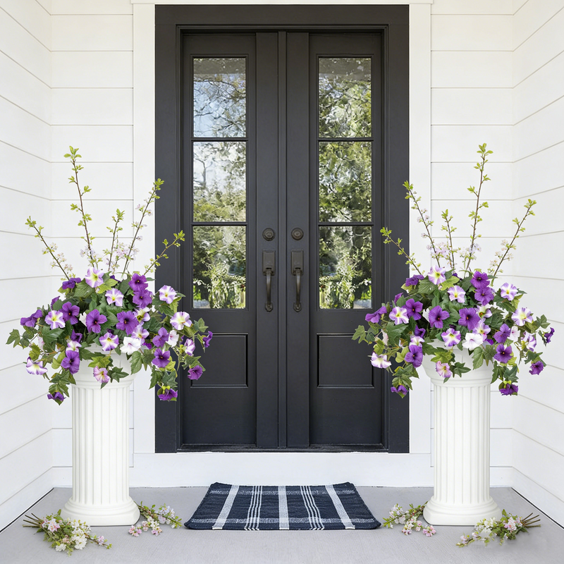 Bulk 2 Pcs UV Resistant Fake Petunias Artificial Flowers for Outdoor Garden & Porch Decor Wholesale