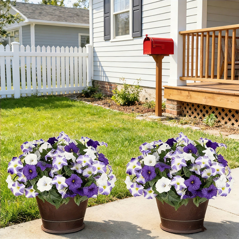 Bulk 12 Bundles Artificial Petunias Flowers for Outdoors Flowers Plants UV Resistant Look Real Silk Flowers for Outside Wholesale