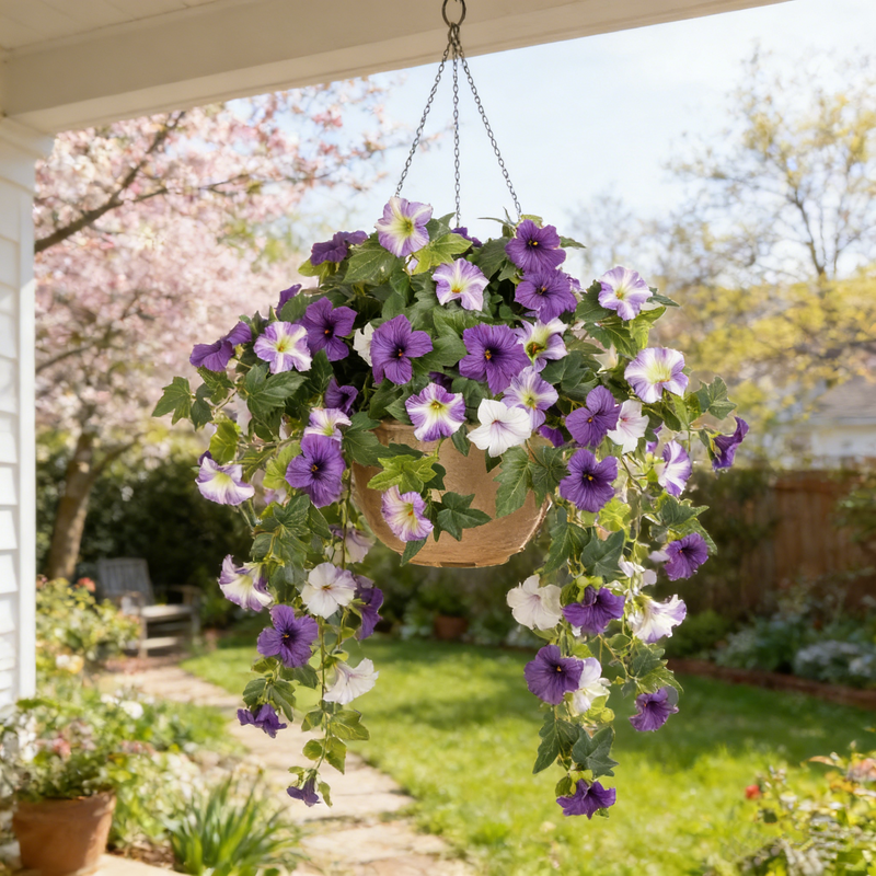 Bulk 2 Pcs UV Resistant Fake Petunias Artificial Flowers for Outdoor Garden & Porch Decor Wholesale