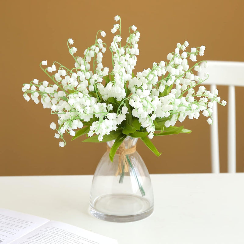 Centro de mesa de flores artificiales de tallos de lirio de los valles a granel de 13 "al por mayor 