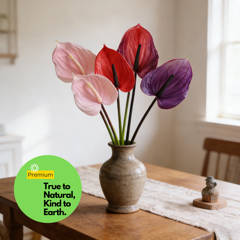 Premium 30" Real Touch Anthurium Stem - Lifelike Floral Arrangements for Weddings & Home Decor