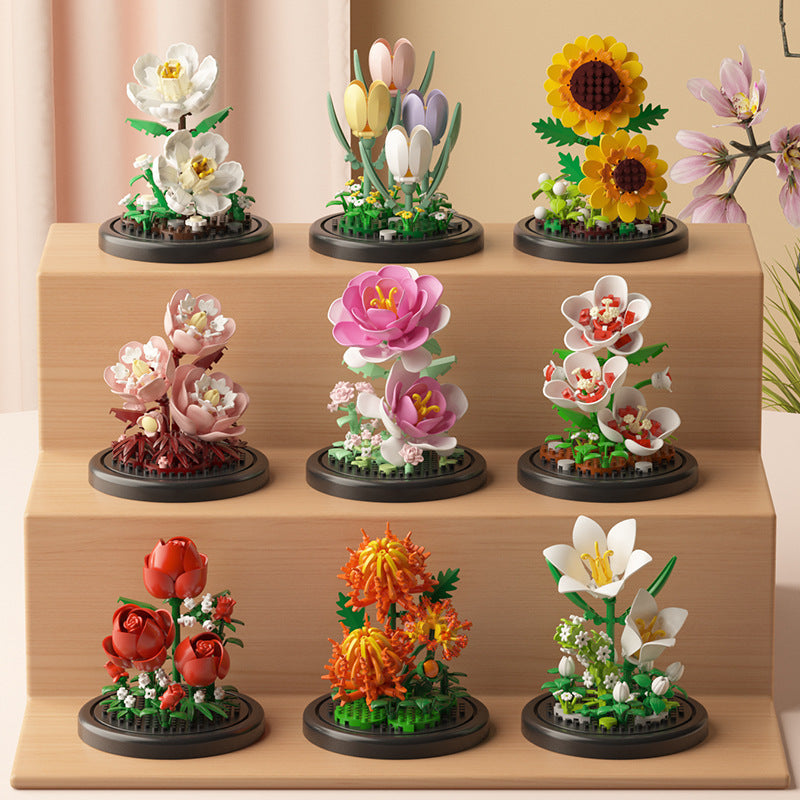Bulk Flower Bouquet Building Set with Dome Birthday Gifts Botanical Collection Wholesale