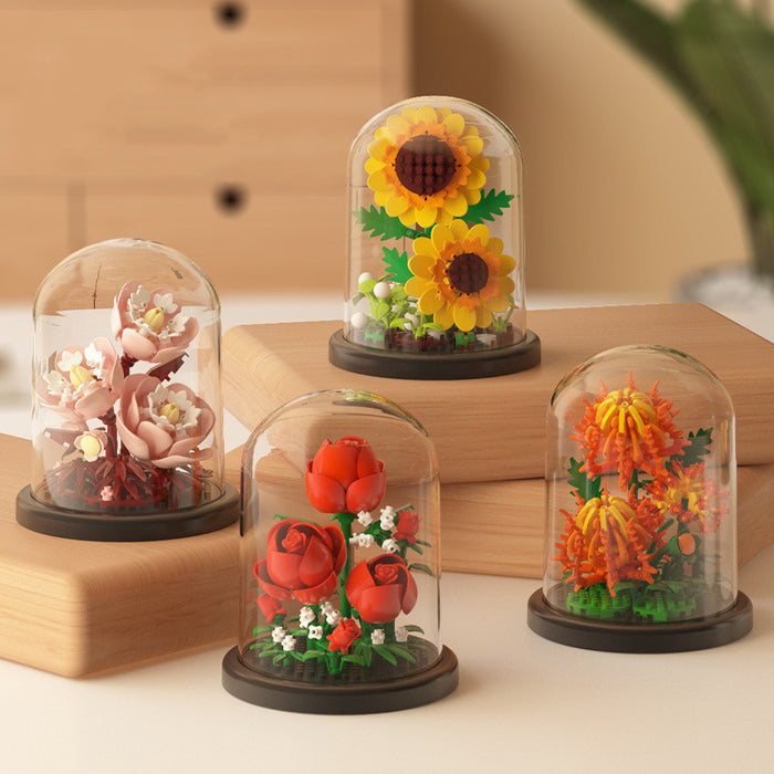 Bulk Flower Bouquet Building Set with Dome Birthday Gifts Botanical Collection Wholesale