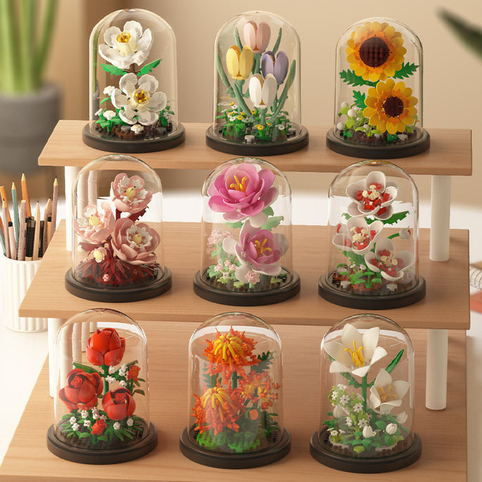 Bulk Flower Bouquet Building Set with Dome Birthday Gifts Botanical Collection Wholesale