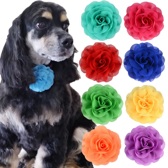 Bulk 40Pcs Artificial Flower Pet Bow Ties Collar Flowers for Wedding Pet's Costume Wholesale