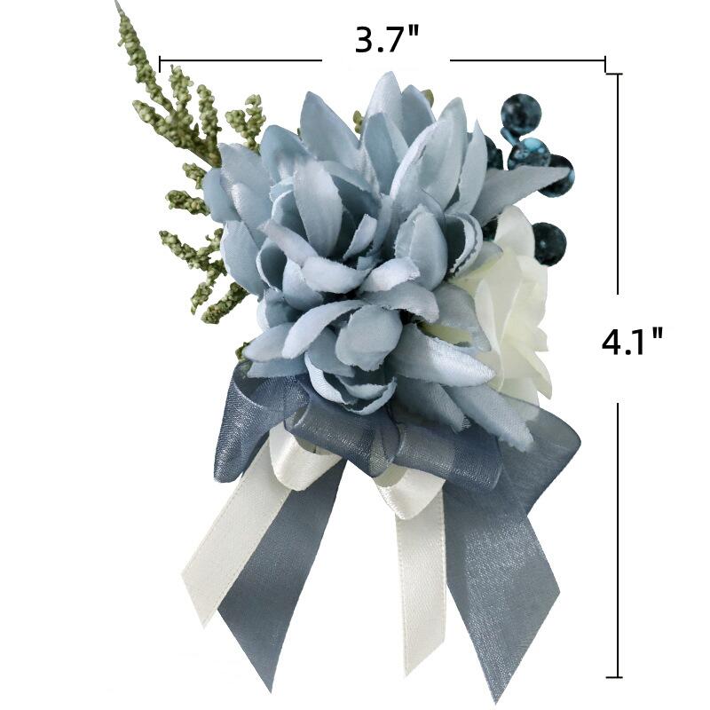 Bulk Navy Dahlia Wrist Corsage with Blue Berry Wholesale