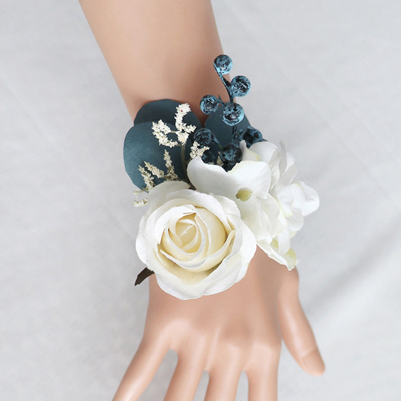 Bulk Artificial Rose with Berries Wrist Corsage Wholesale