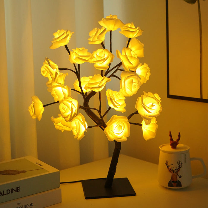Bulk Forever Rose Tree Lamp Colorful Light Up LED Rose Tree Table Lamp USB Operated Lighted Tree Gifts for Valentine's Day Wedding Anniversary Birthday Mother's Day Wholesale