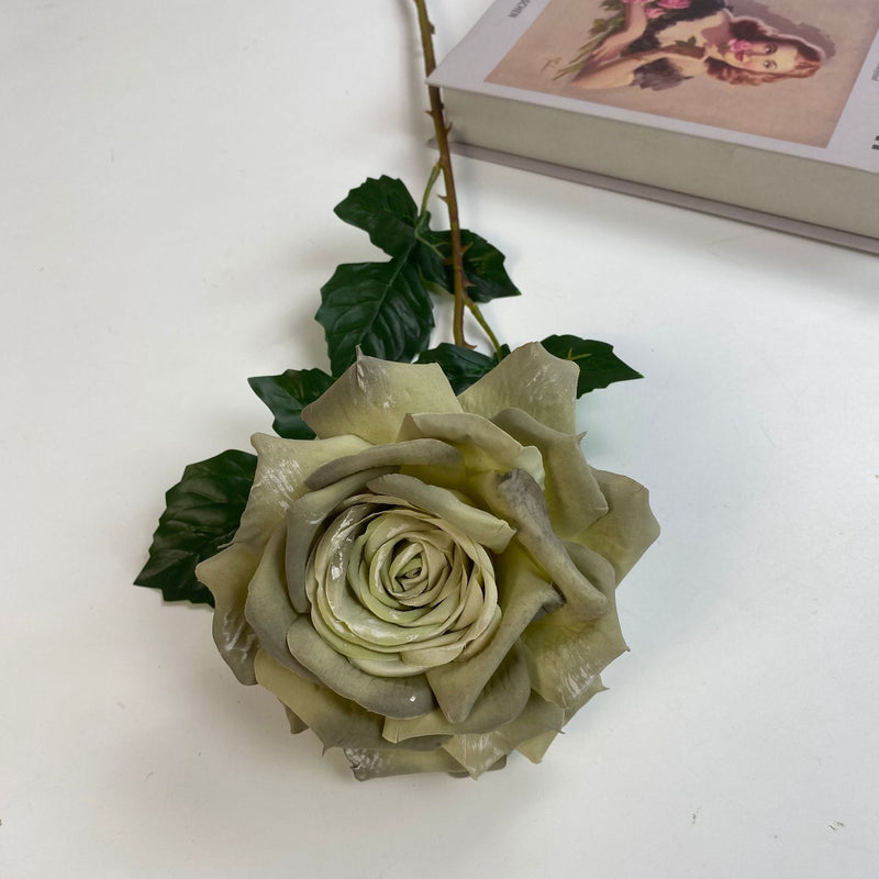 Bulk Exclusive 40Pcs Retro 1970s Theme Teal Tea Rose Long Stems Silk Flowers Artificial Wholesale