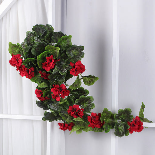 geranium hanging basket silk plant Bulk Artificial Geranium Flowers Bush Plants Hanging UV Resistant Garl — Artificialmerch