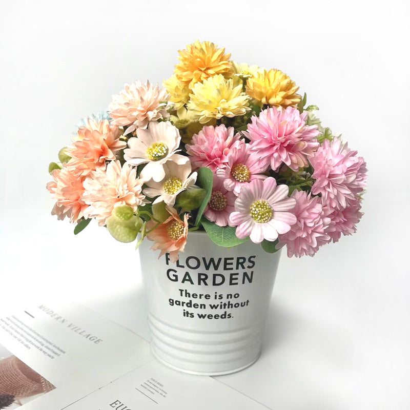 Bulk 11.8" Gerbera Bush Mixed Kiku Silk Flowers Bouquet Artificial Floral Arrangements Wholesale