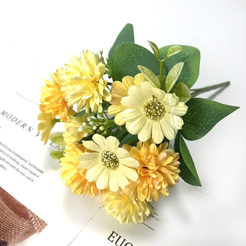 Bulk 11.8" Gerbera Bush Mixed Kiku Silk Flowers Bouquet Artificial Floral Arrangements Wholesale