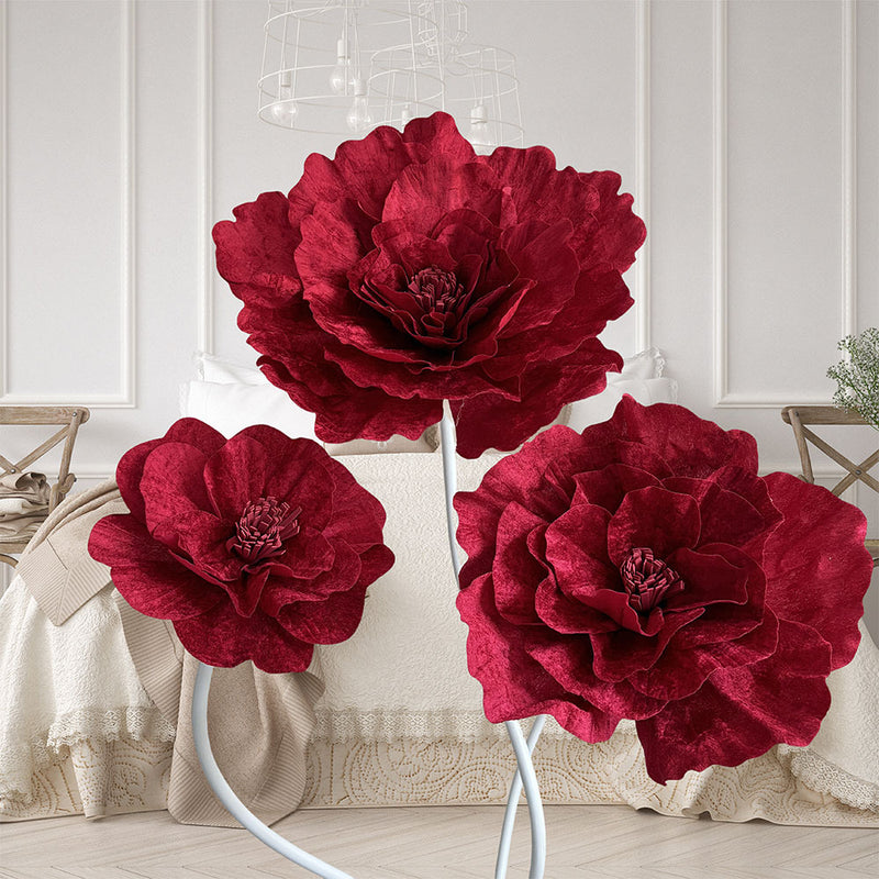 Tiges de têtes de fleurs de pivoine géantes en velours en vrac pour la photographie de fête de mariage, magasin de vente en gros