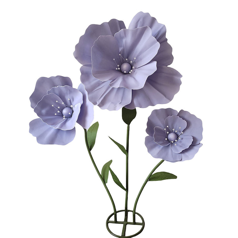 Fleurs de pavot artificielles géantes assemblées en vrac de 62 pouces de hauteur pour la décoration de fête de mariage en gros