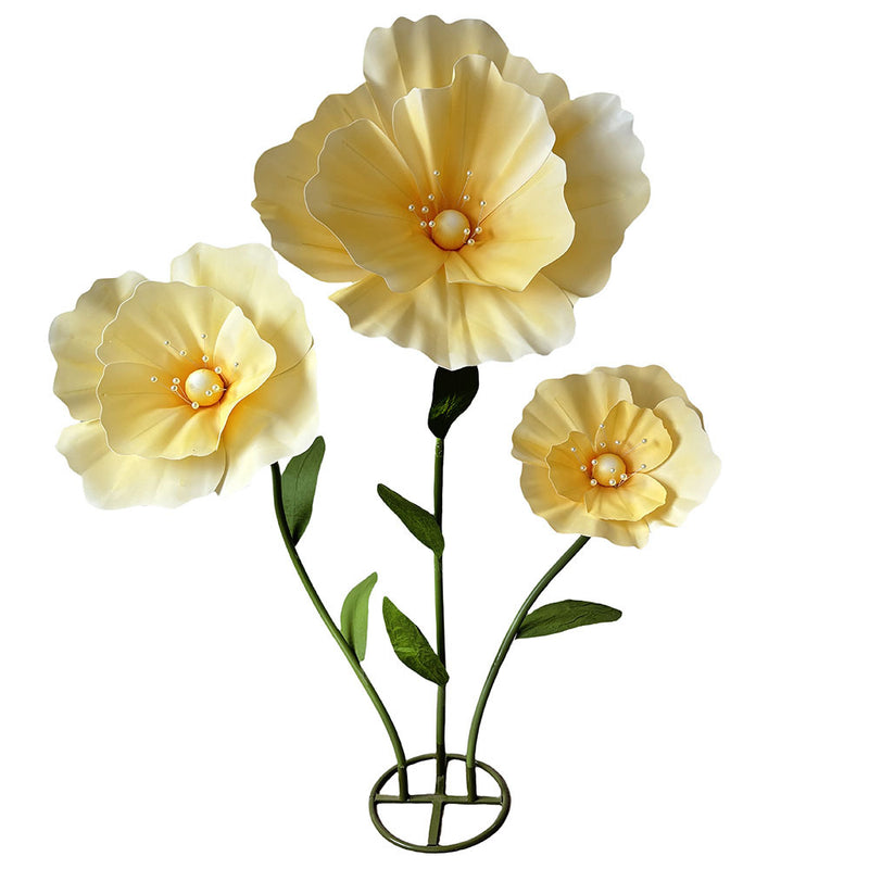 Fleurs de pavot artificielles géantes assemblées en vrac de 62 pouces de hauteur pour la décoration de fête de mariage en gros