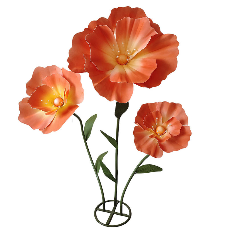 Fleurs de pavot artificielles géantes assemblées en vrac de 62 pouces de hauteur pour la décoration de fête de mariage en gros