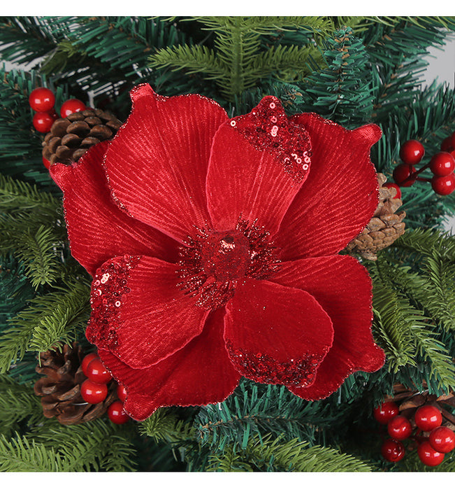 Bulk Large Glitter Artificial Flower Christmas Tree Wreath DIY Ornaments Wholesale